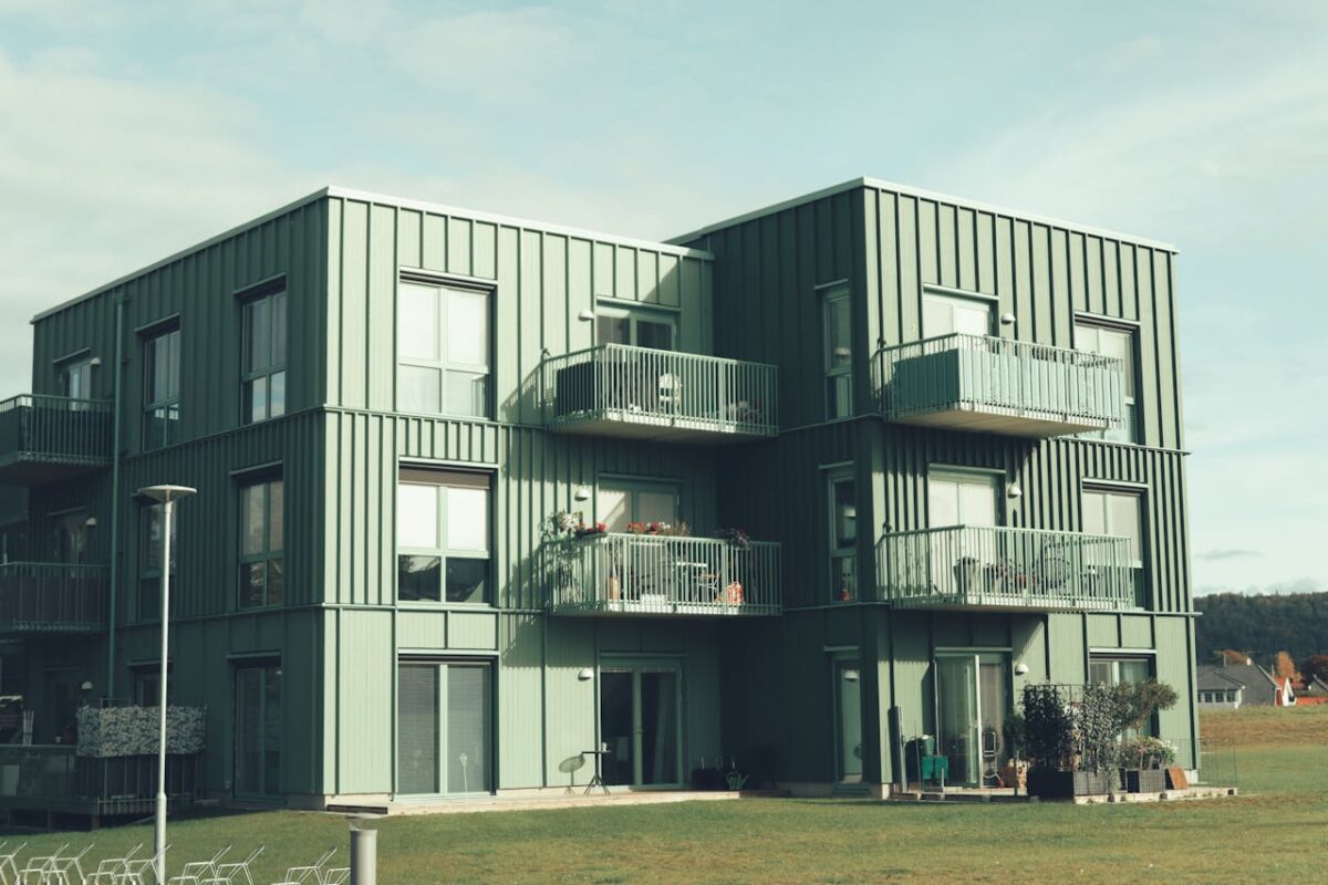 Contemporary apartment building with balconies in Jönköping, Sweden.